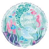 Happy Birthday Mermaid Foil 18" Balloon INFLATED #58337