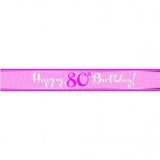 80th Birthday Foil Banner Pink 2.7m