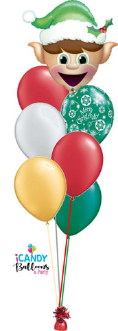 Christmas Elf Foil Balloon Floor Bouquet with 6 balloons