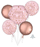 Happy Birthday Blush Rose Gold Foil Bouquet Kit 5 pk INFLATED #42117
