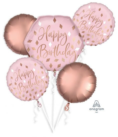 Happy Birthday Blush Rose Gold Foil Bouquet Kit 5 pk INFLATED #42117