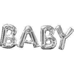 BABY Foil Joined Word Silver Balloon AIR FILLED #33106