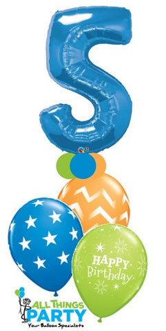5th Birthday Big Number Blue Bouquet INFLATED