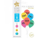 YAY Printed Balloons Pick-A-Bunch 6pk UNFILLED