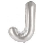 Giant Letter Balloon J Silver Foil 86cm #213909
