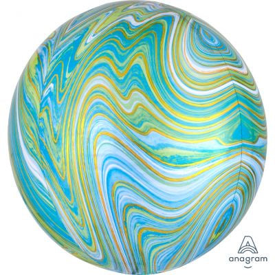 Marblez Orbz Balloon Mint Green, Blue & Gold #41393