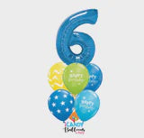 6th Birthday Giant Number Balloon Bouquet CHOOSE YOUR COLOURS