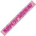 80th Birthday Banner Foil Pink 3.6m