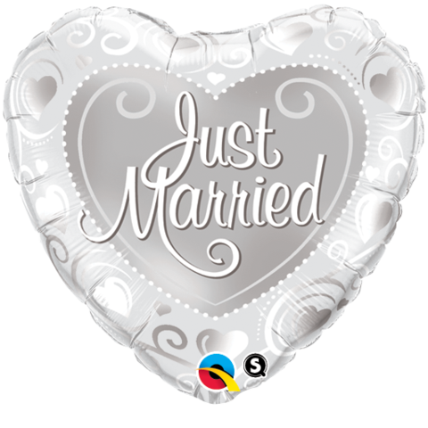 Wedding Just Married Heart Shaped Foil Balloons INFLATED #15816