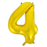 Giant INFLATED Gold Number 4 (Yellow Gold) Foil 86cm Balloon #213714