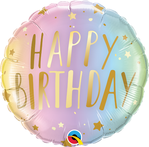 Happy Birthday Foil 45cm Rainbow Ombre Gold Stars #88052
