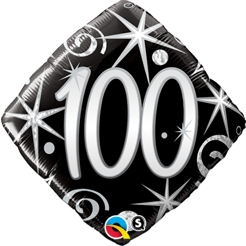 100th Birthday Foil Diamond Black & Silver #44438
