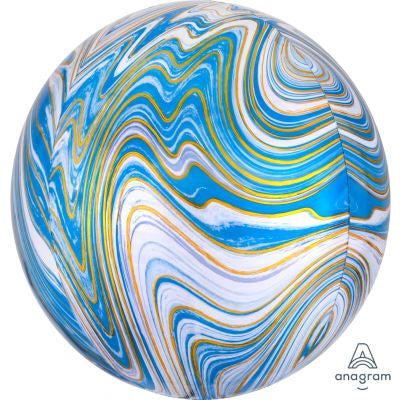 Marblez Orbz Balloon Blue, White & Gold #41394
