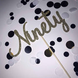 90th Birthday 'Ninety' Glittered Cake Topper Gold