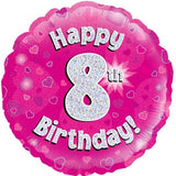 8th Birthday  Pink Foil 45cm Balloon #227598