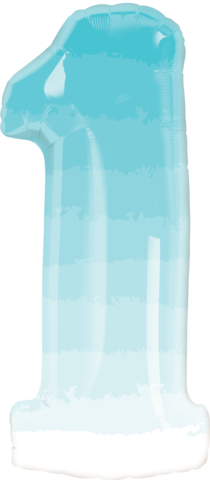 Baby Blue Ombre Number 1 Foil 86cm Balloon #13265
