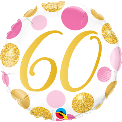 Pink and Gold Dots Foil 45cm (18") 60th #88188