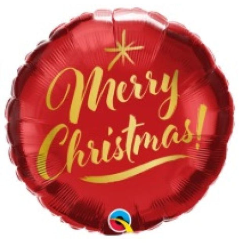 Christmas Gold Script Red Foil 45cm (18") Round #89844