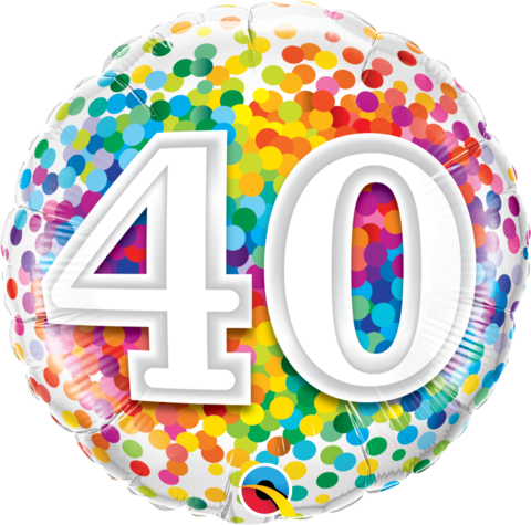 40th Birthday Foil 45cm Confetti Balloon #49532