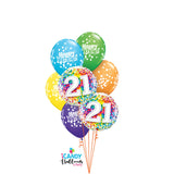 21st Birthday Confetti Dazzler Balloon Bouquet #21BD07