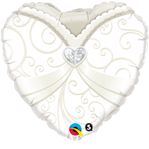 Wedding Gown Heart Shaped Foil Balloon INFLATED #15781