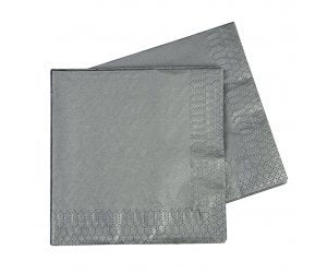 Silver Metallic Napkins Lunch 40pk