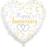 Happy Anniversary Linked Hearts Foil 45cm (18") INFLATED #228557