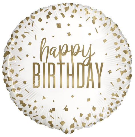 Happy Birthday Gold Foil 45cm Balloon INFLATED #78447