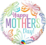 Mother's Day Pastel Butterflies 45cm (18") Round Foil INFLATED #17516