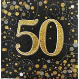 Sparkling Fizz Black Gold Napkin 33cm 50th 16 pack