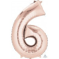 Rose Gold Number 6(six) Foil 86cm Balloon #36217