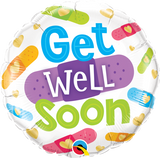 Get Well Soon Foil 45cm Bandaid Hearts Balloon INFLATED #57304