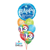 Happy 13th Birthday Blue Confetti Extravaganza Balloon Bouquet