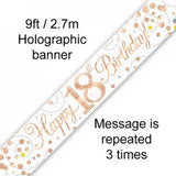 18th Birthday Foil Banner Rose Gold 2.7m