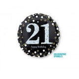 21st Birthday Foil Black & Gold Balloon 45cm #33238