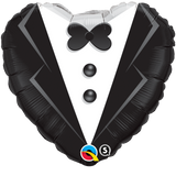 Wedding Tuxedo Heart Shaped Foil Balloon INFLATED #15784