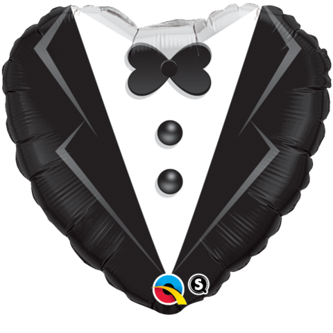Wedding Tuxedo Heart Shaped Foil Balloon INFLATED #15784