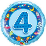 4th Birthday Blue Space Foil 45cm #26302