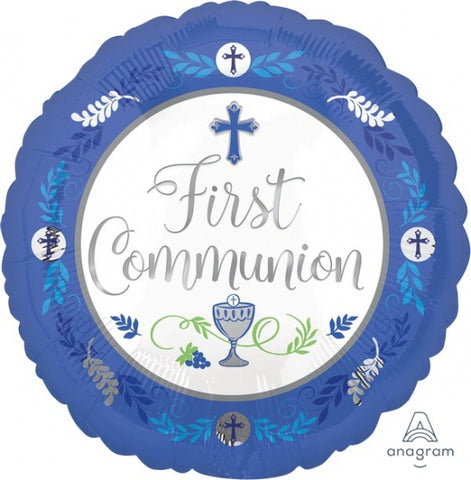 First Communion Blue Foil 43cm Balloon #37371