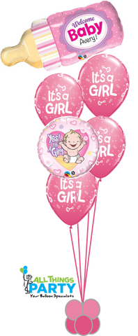 Welcome Baby Bottle Personalised Baby Girl Bouquet