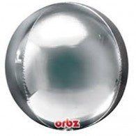 Silver Foil Orbz Balloon 38cm round globe INFLATED #28201