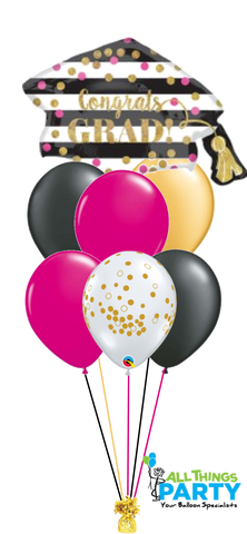 Congratulations GRAD! Cap Confetti Balloon Bouquet #GR04