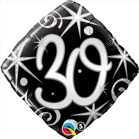 30th Birthday Foil Diamond Black & Silver 45cm #30007