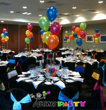 5 Balloon Bouquet with Hi-Float on a Spritz Base Multi Bright Colours (48 hour float time)