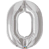 Giant Silver Number Zero 0 Foil 86cm Balloon #30392