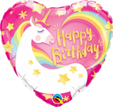 Happy Birthday Unicorn Heart Foil 45cm Balloon INFLATED #57319