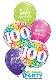 100th Birthday Confetti Dazzler Balloon Bouquet 100BD07