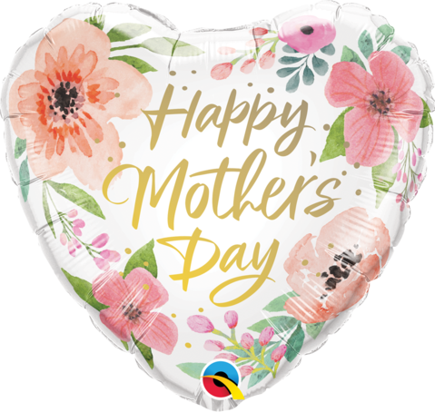 Happy Mother's Day Floral Heart Foil Balloon INFLATED #82205
