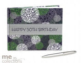 50th Birthday Keepsake Guest Book Male Blue & Green