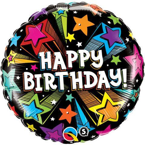 Happy Birthday Shooting Star Foil 45cm Balloon INFLATED #41662